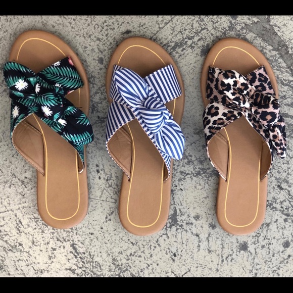 Qupid Shoes - Qupid | Blue & White Striped Bow Sandal